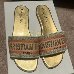 Dior Gold and Tan Sandals